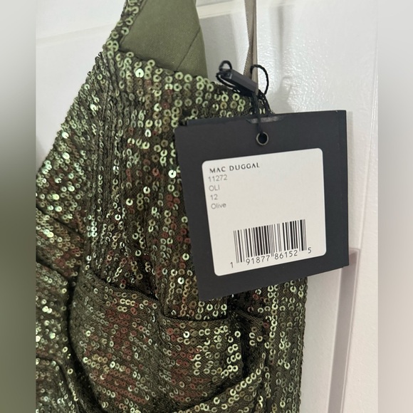 Mac Duggal 11272 Elegant Olive Green Sequin Dress - Picture 7 of 9